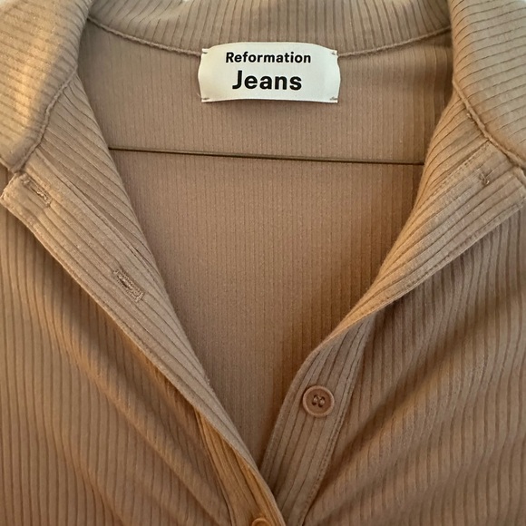 Tan Ribbed Button-Up Dress - Picture 8 of 11